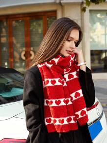 1 條秋冬女式情人節限量版暖心圖案圍巾 - 彩色 - 查看 3