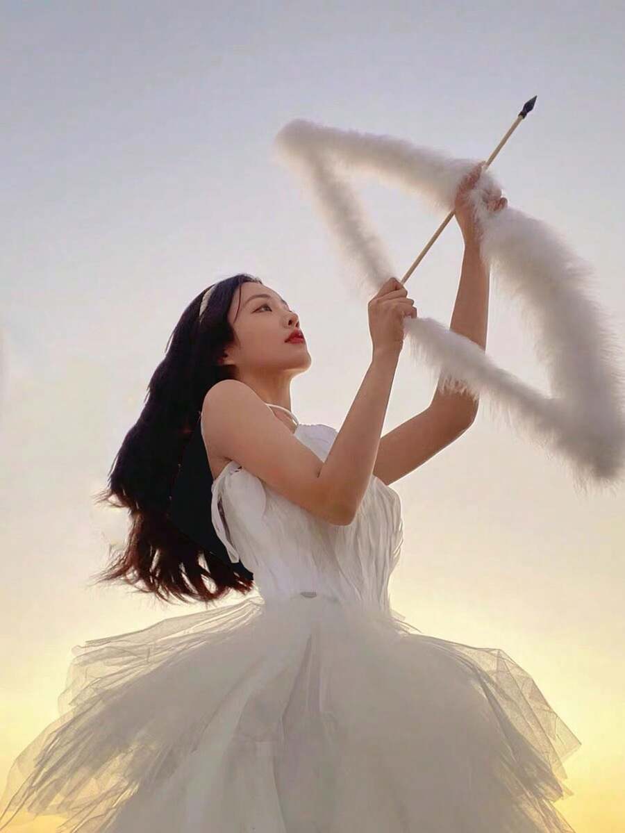 Juego De Accesorios De Flecha Y Arco De Plumas De Ángel De 5 Piezas - Blanco - Ver 1