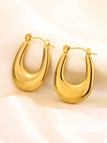1 Pair Fashionable Geometric Stainless Steel Earrings, Suitable For Women's Daily Wear Or Stylish Commute
