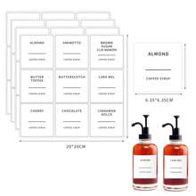 36pcs Simple Coffee Syrup Labels, Coffee Bar Classified Self-Adhesive Stickers, Organization Labels Stickers, Glass Waterproof Coffee Syrup Bottle Dispenser Labels (4 Sheets, 9 Stickers Per Sheet) - White - View 2