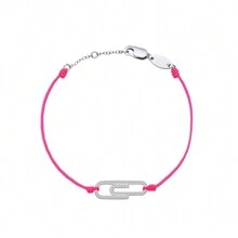 Moonmory 1 Peça Simples Clipe De Papel Com Zircônia Cúbica Prata Esterlina 925 Fecho Vermelho Cordão Bracelete Para Mulheres Fashionable Jóias Presente De Menina Prata