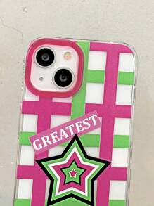 1 條綠色和粉紅色星星編織腰帶 1 條玫瑰紅色單肩斜挎掛繩帶 1 個加高保護粉色鏡頭環手機殼透明 Tpu 適合 Iphone15promax/11/12/13/14plus - 彩色 - 查看 7