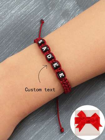 Customized Bracelet Handmade Woven Bracelet With Letter Beads, Suitable For Men And Women, Daily Wear, Can Be Customized With Colors, Names And Slogans,Stylish,Colorful,Vintage,Simple,Unisex,Casual,Cuties,Custom,Personalized,Unique,Ideal Gifts For Him,Ideal Gifts For Her,Her,Boyfriend,Girlfriend,Dad,Mom,Family,Friends,For Anniversaries,For Birthdays,For Graduation,For Prom,For Party,Stainless Steel Jewelry,New Year Glamour