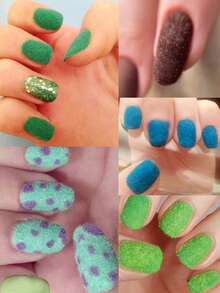 1 Set Of 4 Bottles Of Velvet Powder Nail Art Decor, Powder Pink, Apricot, Yellow, Milk White, For Gothic, Sweet Style Nails, Suitable For Night Club, Party, Music Festival, Gathering, Dinner, Holiday - Beige - View 5