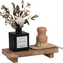 1個實木頂餐具托盤,壽司托盤,木製咖啡桌托盤,農莊裝飾托盤,適用於家用廚房櫃台和室外用餐、野餐、浴室、餐桌、廚房用品、桌面裝飾 - 黃色 - 查看 5