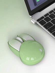 MOFII Ppp兔 M6 無線靜音滑鼠,2.4g連接usb接收器,適用於筆記型電腦和桌面電腦辦公室使用。 - 綠色 - 查看 2