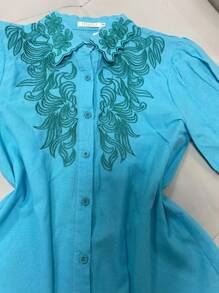 Women Blouses - Màu xanh lam - Xem 3