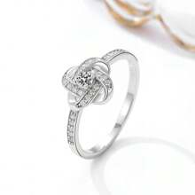 1個s925純銀三葉草戒指,簡潔優雅風格,適用於婚禮、日常佩戴和訂婚禮物 - 四葉草戒指 - 查看 1