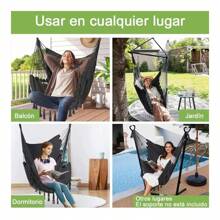 Sillas Columpio Colgantes Para Jardín 2 Cojín Kit Hamacas - Negro - Ver 10