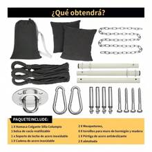 Sillas Columpio Colgantes Para Jardín 2 Cojín Kit Hamacas - Negro - Ver 4
