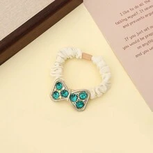 1入高級白鑽石和蝴蝶結設計的彈性髮圈，適合女性髮型，韓國風格 - 彩色 - 查看 5