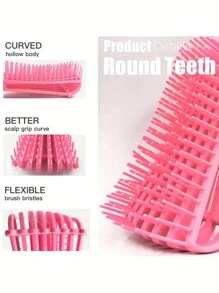 5入組髮刷梳子套裝,包括200毫升噴霧瓶,髮刷髮線梳和鼠尾梳,不銹鋼長尾柔亮逗陣髮刷,用於捲髮,去結髮髮結套裝,9行刷面髮邊刷套裝,適用於濕髮和幹髮 - 粉色 - 查看 7