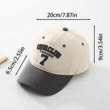 1pc Children's Sun Protection Baseball Cap, Number 7 Pattern, 50-54cm, 3-8 Years Old, Spring/Fall, Daily Wear - Light Grey - View 2