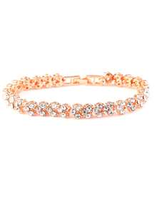 1pc Rose Gold Shiny Diamond Bracelet, Exquisite And Luxury Roman Crystal Bracelet With Simple Diamond Inlay, Perfect For Parties, Banquets, Weddings, And Daily Use - Champagne - View 3