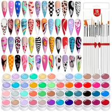 Saviland 48 Colors Nail Art Gel Paint Kit: Nail Art Paint Gel Nail Polish Kit With Color Gel Paint For Nails Art Design & 15pcs Gel Nail Art Brushes Drawing Painting Gel Home & Nail Salon Manicure DIY - 48 Colors Nail Art Gel Paint Kit - View 2