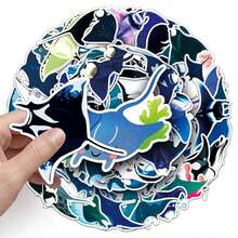 50入組卡通海洋動物魚魔鬼魟卡通貼紙,diy筆記本電腦手機裝飾防水貼紙 - 彩色 - 查看 6