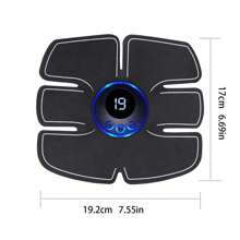 1入組EMS可充電腹肌刺激器，訓練腹肌、按摩放鬆，男女適用，家庭健身器材 - 黑色 - 查看 5