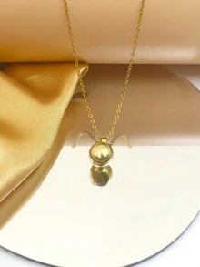 1 件復古設計幾何形狀棒球不銹鋼吊墜項鍊 - 金黃色 - 查看 2