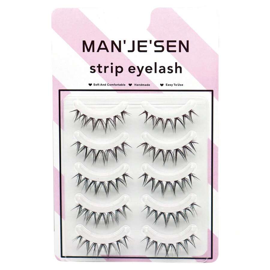 簇狀卡通假睫毛透明莖貓眼形短尖尾條狀睫毛,柔軟舒適,韓國化妝品 - 尖尾漫畫款 - 查看 1