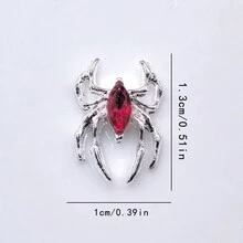 4 件紅色合金金屬美甲裝飾,帶有水鑽蜘蛛細節,適合情人節和春節,復古風格魅力指甲配件,適合 Diy 美甲藝術 - 紅色 - 查看 5