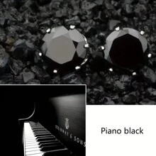 PMKMKM 1對 8mm 白色不銹鋼圓形合成鑽彩色耳針（黃色/藍色/綠色/紅色/粉紅色/香檳色/黑色/白色） - 白色 - 查看 10