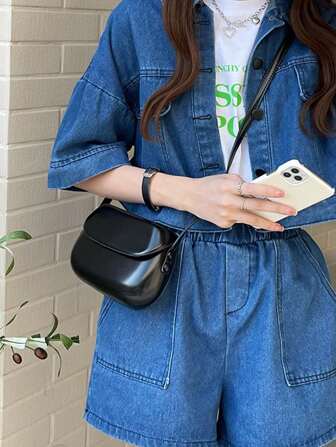 Fashionable Mini Saddle Mobile Phone Shoulder Bag With Simple Design, Great For Commuting