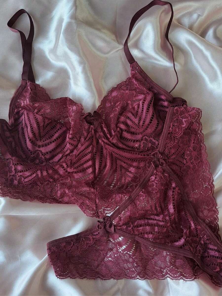 Women Sexy Lingerie Sets - Màu Đỏ Sâu - Xem 1
