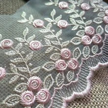1碼粉色和米色花形水溶花邊,10cm寬度,可用於服裝配件 - 粉色 - 查看 5