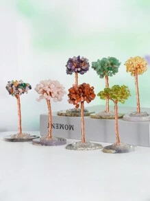 1入組水晶樹，水晶石天然靈氣水晶寶石七輪調和水晶，搖錢樹，家居辦公桌水晶裝飾寶石能量裝飾靈氣幸運水晶禮品家居裝飾仿真植物造型 - 水晶樹 - 查看 3