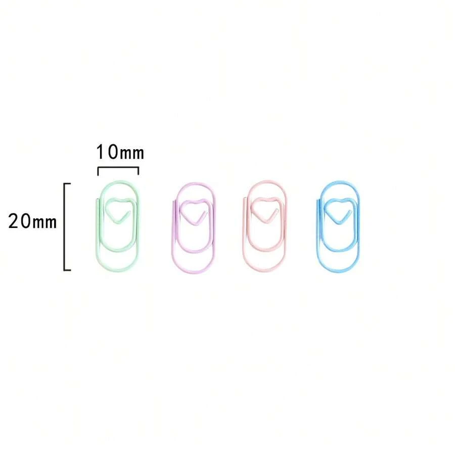 48 Mini Small Hearts Special-Shaped Colorful Paper Clips Creative Small Heart Metal-Coated Special-Shaped Paper Clips - Baby Pink - View 1