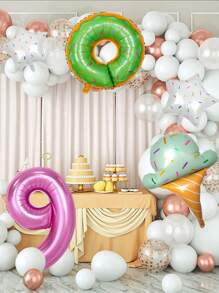 5入組粉色數字形鋁箔氣球,甜蜜主題週年慶,商店慶祝裝飾,兒童生日派對背景裝飾 - 彩色 - 查看 4