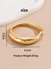 1pc Metal Open Bangle Bracelet, Simple & Stylish Design For Ladies & Couples, Comfortable To Wear, Great Gift For Valentine's Day Or Girlfriend - Gold - View 13
