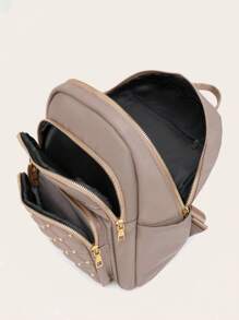 Malist Flower Embroidery Functional Backpack For Women, Business Casual Commuting Travel Backpacks, Cute Multi-Compartment Versatile Computer Daypack, Portable Campus School Bag For Junior High School And College Students, School Backpack, Elementary School, Middle School, High School, Back To School Bags, Waterproof, Lightweight, Classic Casual, Suitable For Teen Girls Women College Students, Teacher, Perfect For Back To School, First Day Of School, Middle School, High School - Grey - View 7