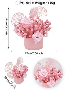 1入組9.45英寸/9.84英寸/11.81英寸盒裝人造花瓶,粉紅色紅色水果小瓶家居裝飾客廳臥室辦公室桌面櫃檯裝飾 - 盒裝粉紅紅果花瓶帶玫瑰 - 查看 2