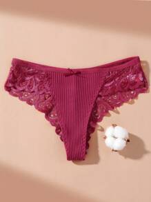 4Pcs/Set Lace Splicing Briefs Panties Women's Underwear - Multicolor - View 5