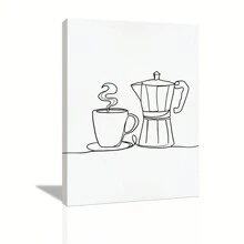 1 件成品咖啡飲料牆壁裝飾畫,咖啡機熱咖啡,現代簡約藝術畫,辦公室廚房牆壁裝飾帶框畫,壁掛式,可直接懸掛 - 彩色 - 查看 2