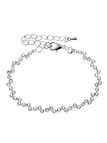 女士派對優雅鎖裝飾晚宴包手拿包鏈條單肩包禮服包水鑽耳環項鍊手鍊套裝 - 銀色 - 查看 3