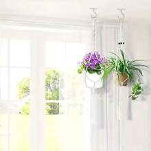 2入組吊掛植物的天花板掛鉤-金屬植物支架鐵製掛鉤掛鳥飼料器、燈籠、風鈴、盆栽、戶外裝飾掛鉤 - 白色 - 查看 7