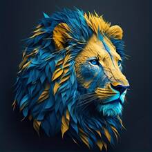 1/2/3pcs Fashion Pattern Blue Domineering Lion Pattern, Heat Transfer Stickers For Men's T-Shirt, Sweatshirt, Hoodie - Multicolor - View 1