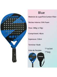 1PC Blue Camewin Padel Racket Tennis Carbon Fiber Soft EVA Face Tennis Paddle Racquet Racket With Padle Bag Cover With Free Gift New Hot Blue - Blue - View 2