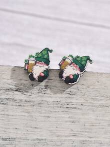 1pair Wooden Dwarf & Clover & St. Patrick'S Day Theme Earrings For Ladies, Creative Versatile Fashion Jewelry For Party Holiday Gift - Multicolor - View 2