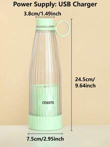 CRASTS Portable Blender Household Multifunctional Mini Fruit Juicer Usb Rechargeable Juice Extractor Fs-C225, Suitable For Home Use And Travel - Mint Green - View 3