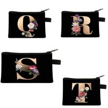 1 pieza Bolsa de cosméticos con patrón floral en 3D de letras, bolsa de maquillaje con cremallera espaciosa, bolsa de aseo resistente, organizador de accesorios de viaje para mujeres, decoración en rosa para habitación, dormitorio, baño, sala de estar, escritorio, cosas de viaje y regalos para bodas, cumpleaños, año nuevo, accesorios para padres, amigos, maestros, hombres y mujeres. Divertido organizador de almacenamiento para joyas y perfumes en cajas y contenedores de almacenamiento