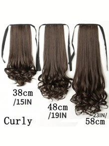 14in/18in/22in Synthetic Fiber Drawstring Ponytail Clip-On Wig, Suitable For Women To Wear On Christmas And Halloween - Coffee Brown - View 6