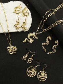 JYBY 1 件風龍年生肖男女生肖百搭不褪色吊墜項鍊 - 雙層龍吊墜項鍊 - 查看 1