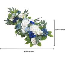 1pc Blue Artificial Flower, Perfect For Ceremony Background Reception Table Decoration, Wedding Arch, Aisle Welcome, Home & Office Decorations - Blue - View 2