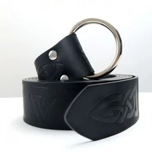 中世紀維京腰帶男士文藝復興時期維京角色扮演服裝配件適合假日派對角色扮演黑帶 - 黑色 - 查看 3