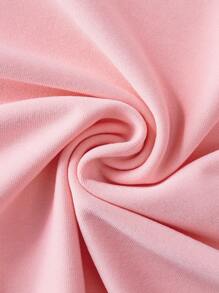 少女字母印花圓領短袖T恤 - 粉色 - 查看 8