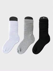 3 đôi Cổ điển Đúng mốt Đen & Trắng & Xám Bó Vớ Đối với phụ nữ - Nhiều màu - Xem 3
