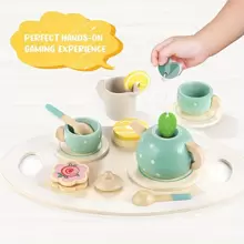 15 件木製茶具模擬下午茶套裝茶會套裝幼兒茶具假裝表演兒童玩具套裝聖誕禮物 - 彩色 - 查看 6